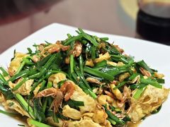 韭菜河虾炒鸡蛋-王学胜肉饼