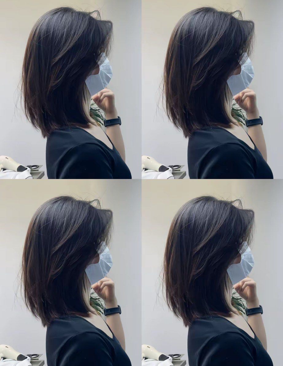 适合圆脸女生齐肩短发搭配黑茶色