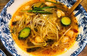 Spicy Shrimp Dumpling Hot Pot Noodles