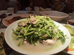 茼蒿炒海蛎子-日丰园海肠水饺·老字号大连海鲜(和平广场店)