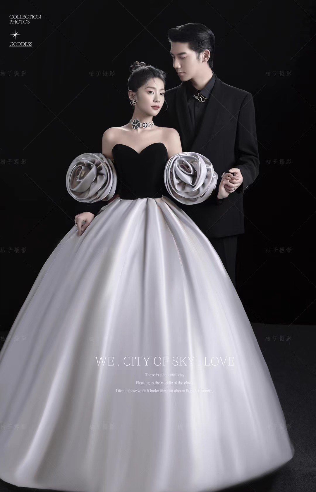 高级灰玫瑰室内婚纱照 一眼沦陷