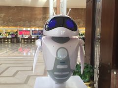 大堂里一个机器人-湖景温泉