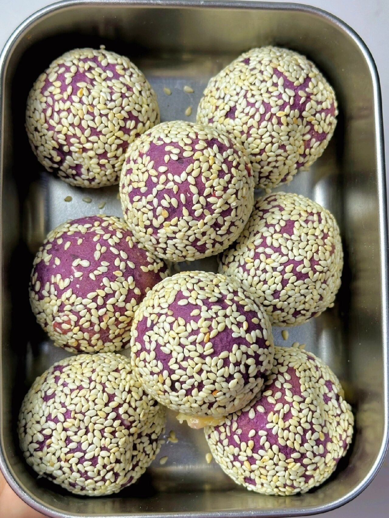 免油炸75157515爆浆芝士紫薯球,一口下去超