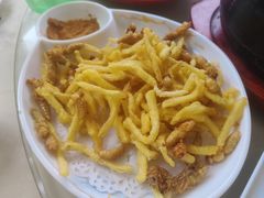 炸三宝-崂山水果园农家宴(泉水鸡店)