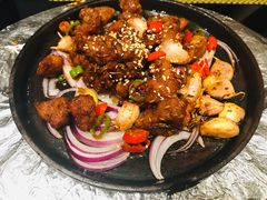 铁板腱子肉-青岛富力艾美酒店-乐美中餐厅创意胶东菜