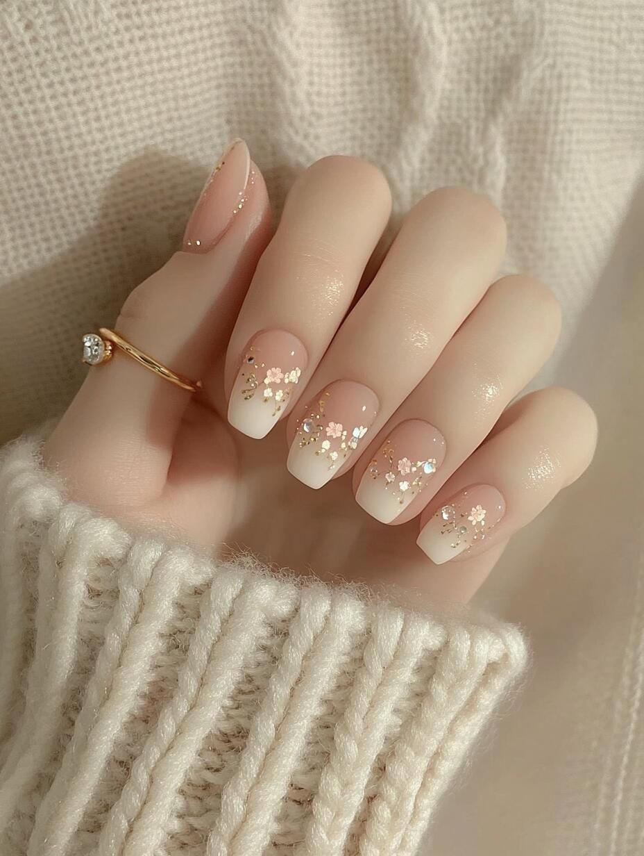 白色小花美甲,简约又优雅