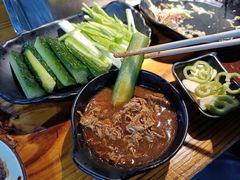 东北酱汁菜加鸡蛋酱-丹东特色烤肉(南光三部店)