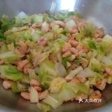 虾仁炒包心菜，自制炒菜