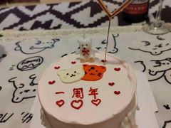 一周年纪念日手绘动物奶油蛋糕-艾加柒克蛋糕茶歇甜品台(春熙路店)