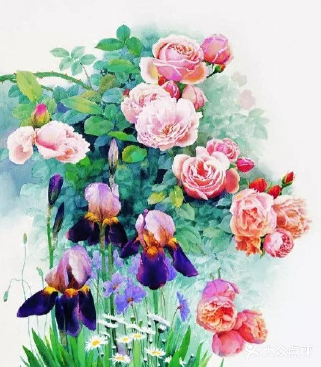 水彩画作品欣赏：精湛的月季花画💓💓