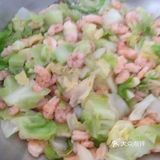 虾仁炒包心菜，自制炒菜