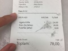 账单-Tarihi Sultanahmet Köftecisi Selim Usta