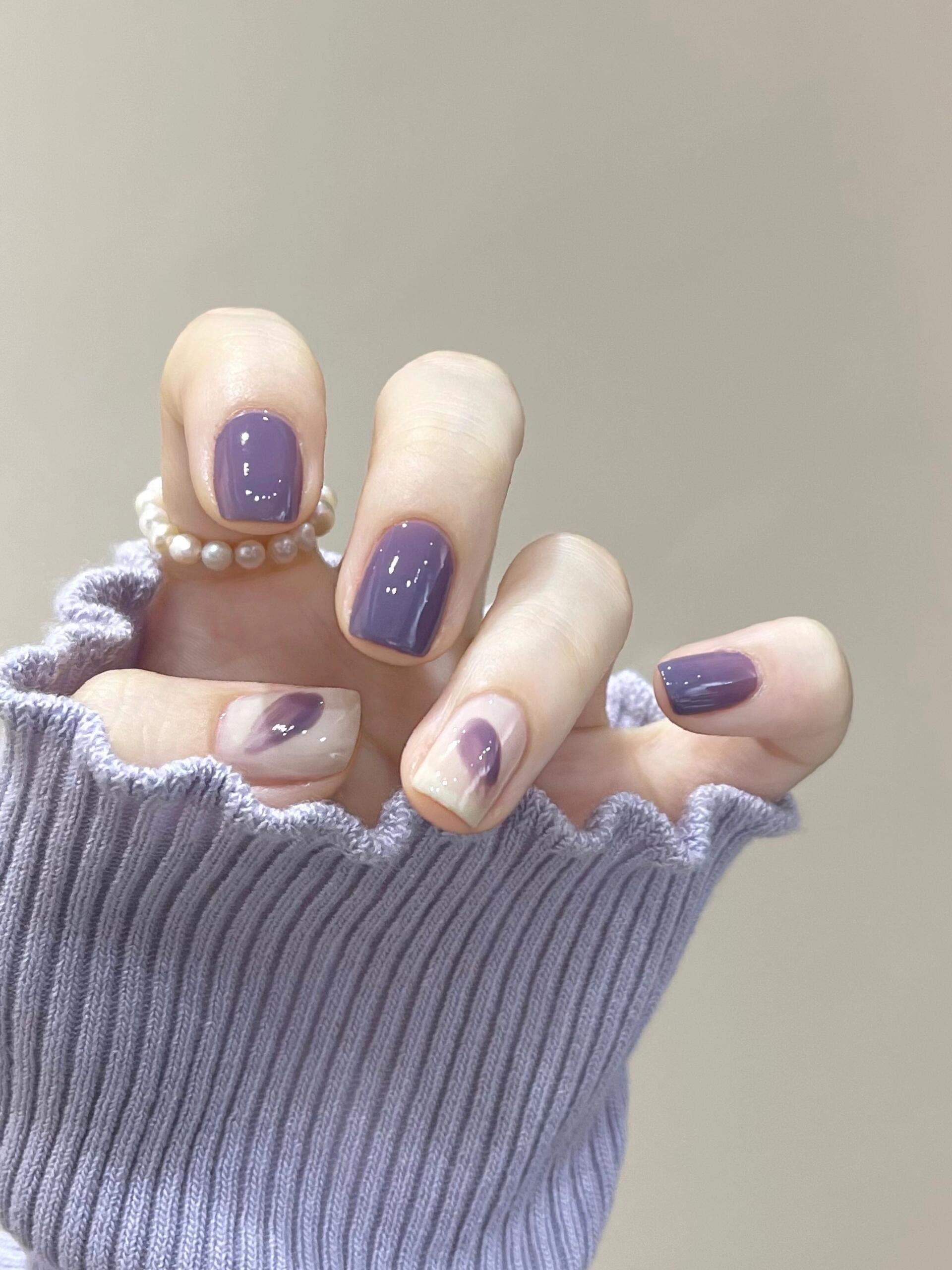 被夸爆的可爱简约紫葡萄美甲💅