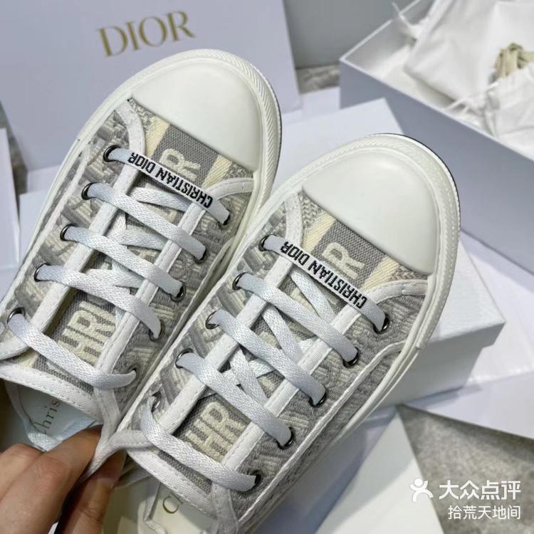 dior 迪奥 秀款限量款顶级 老花帆布厚底鞋 小白鞋休闲鞋-大众点评