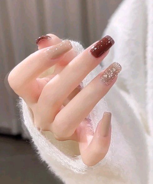 秋季焦糖调色美甲