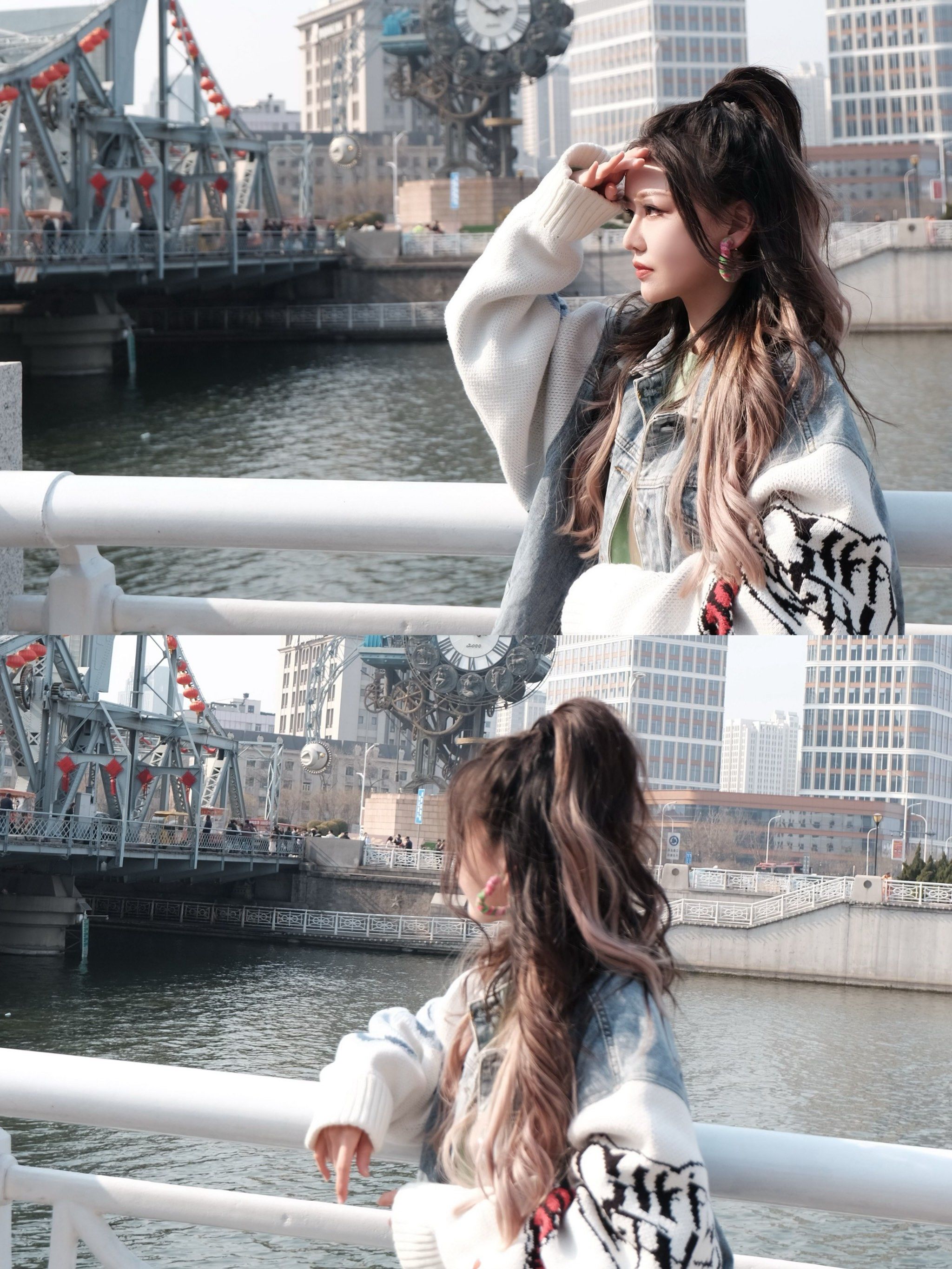 卷发半扎高马尾活泼减龄