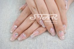 炫彩浅粉闪烁银河-STAR美甲店