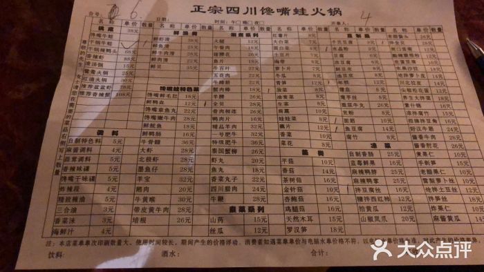 馋嘴蛙火锅菜单图片