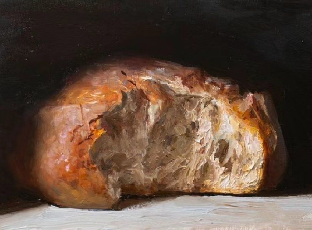 一块没吃完的面包,油画培训找方圆画室