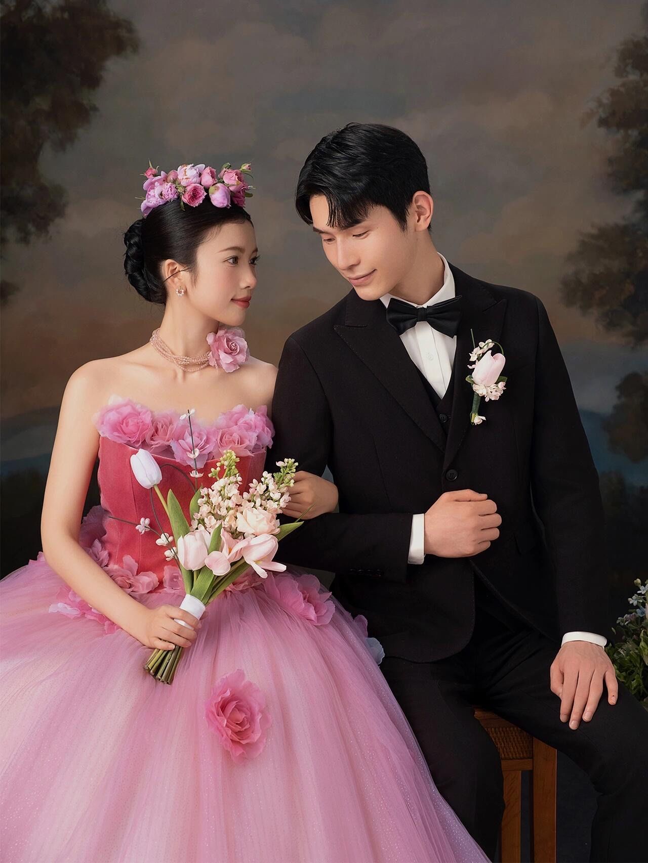 超甜预警💕樱花粉油画风婚纱照少女感爆棚