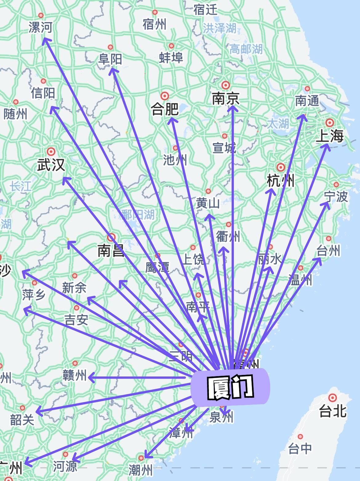 厦门地理位置这么绝,200竟然能到这么多地方