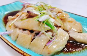 Steamed Chicken with Scallion Strips