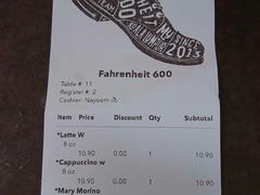 账单-Fahrenheit 600 Cafe & Restaurant