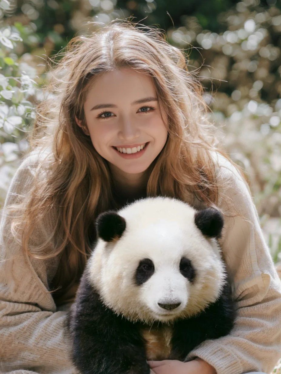 和熊猫近距离抱抱🤗