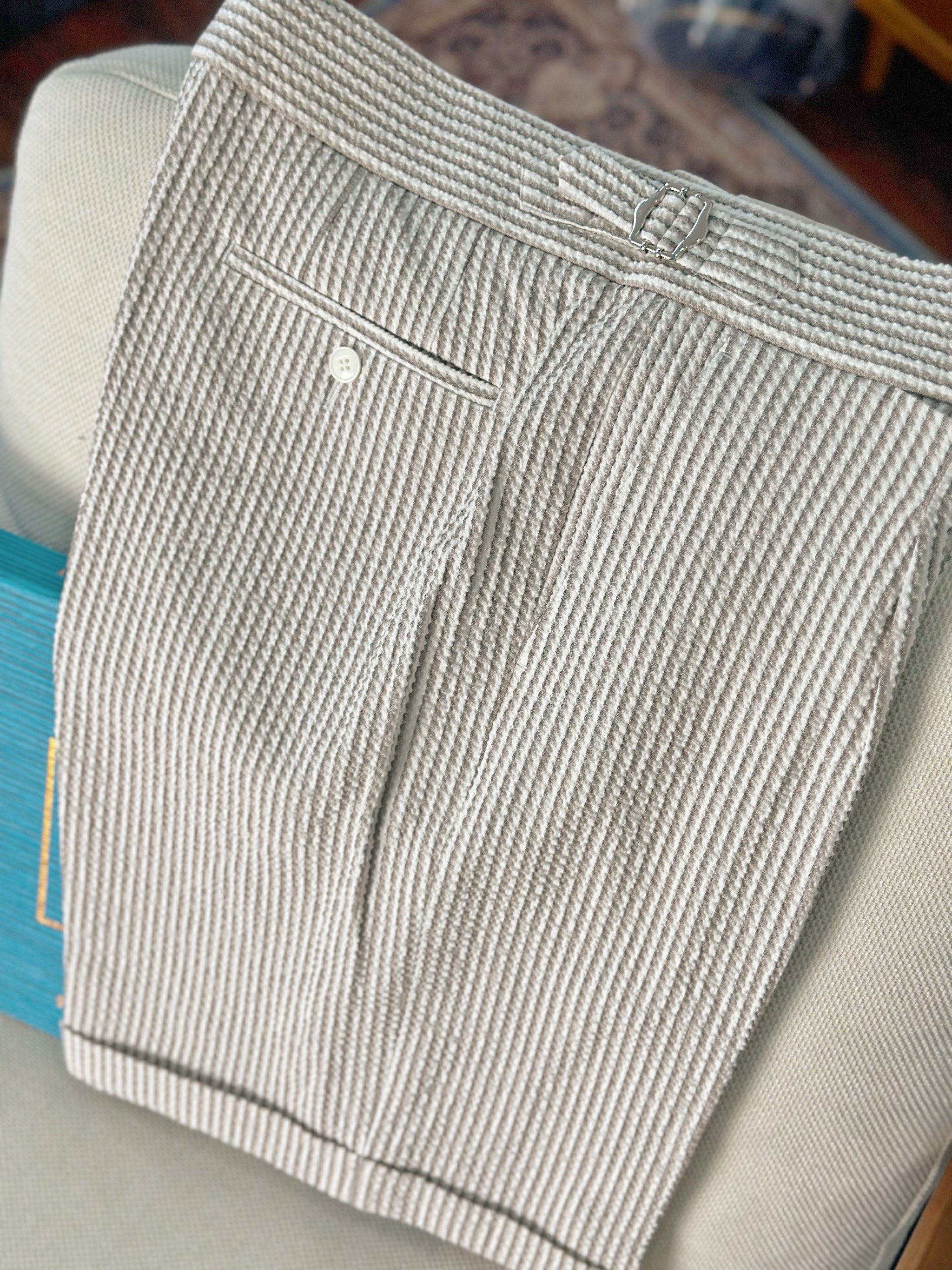 意大利泡泡纱宽腰头短裤