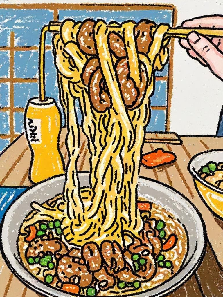 创意满分插画✏️ 正宗的桂林米粉认准小钢盆