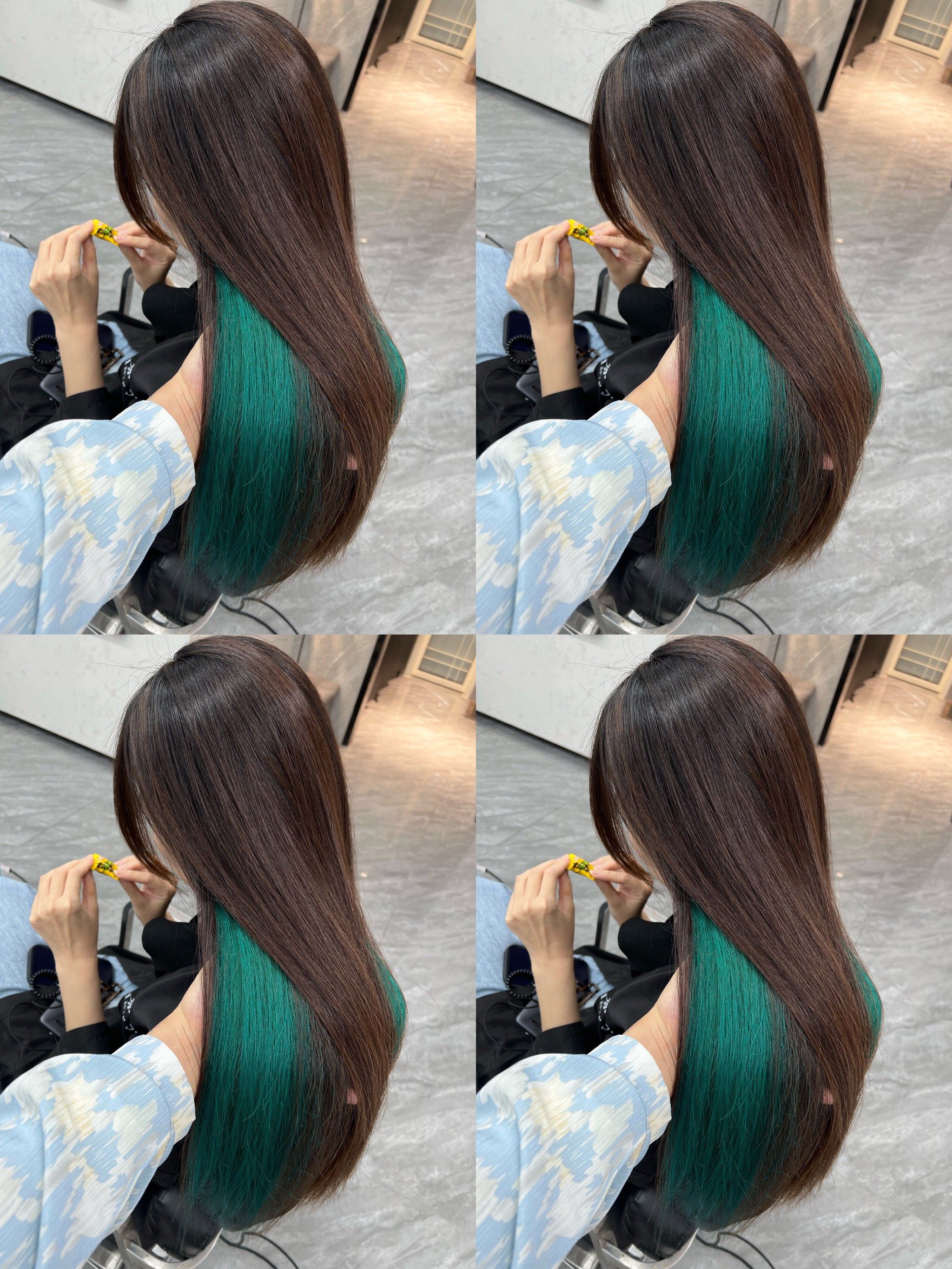 北极星蓝绿色挂耳染