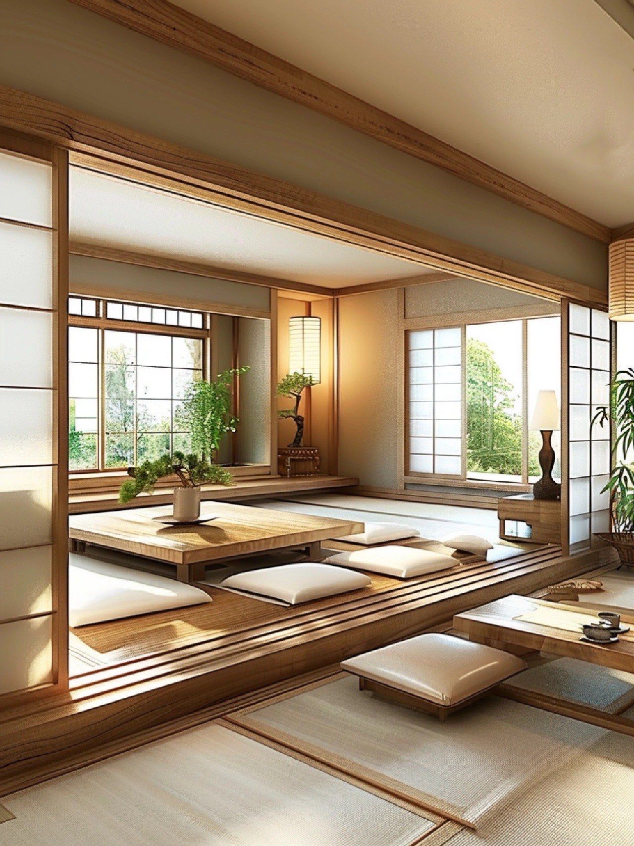 地台茶室 樟子门,102㎡日式原木演我理想人生