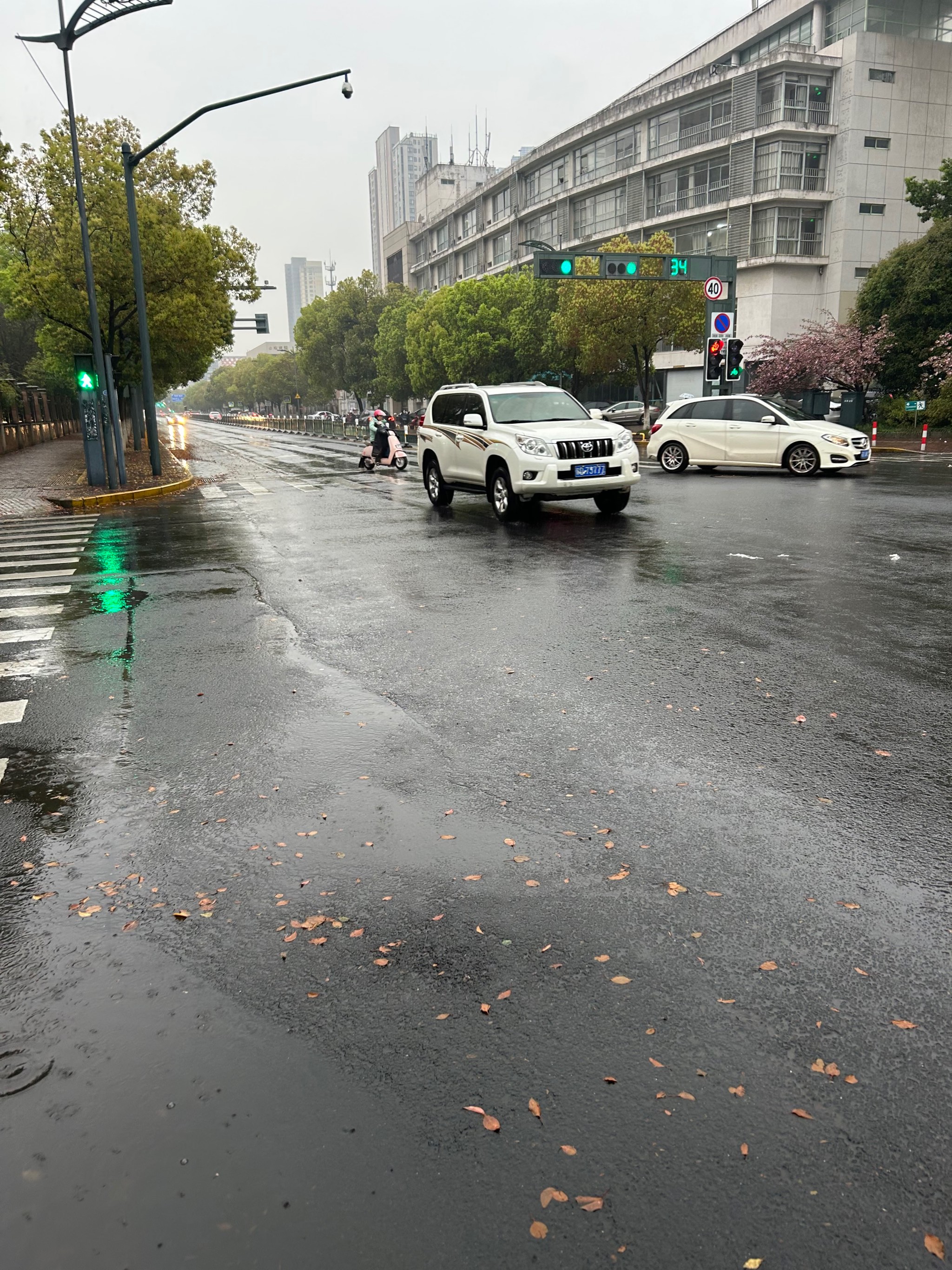 马路上下雨的真实照片图片