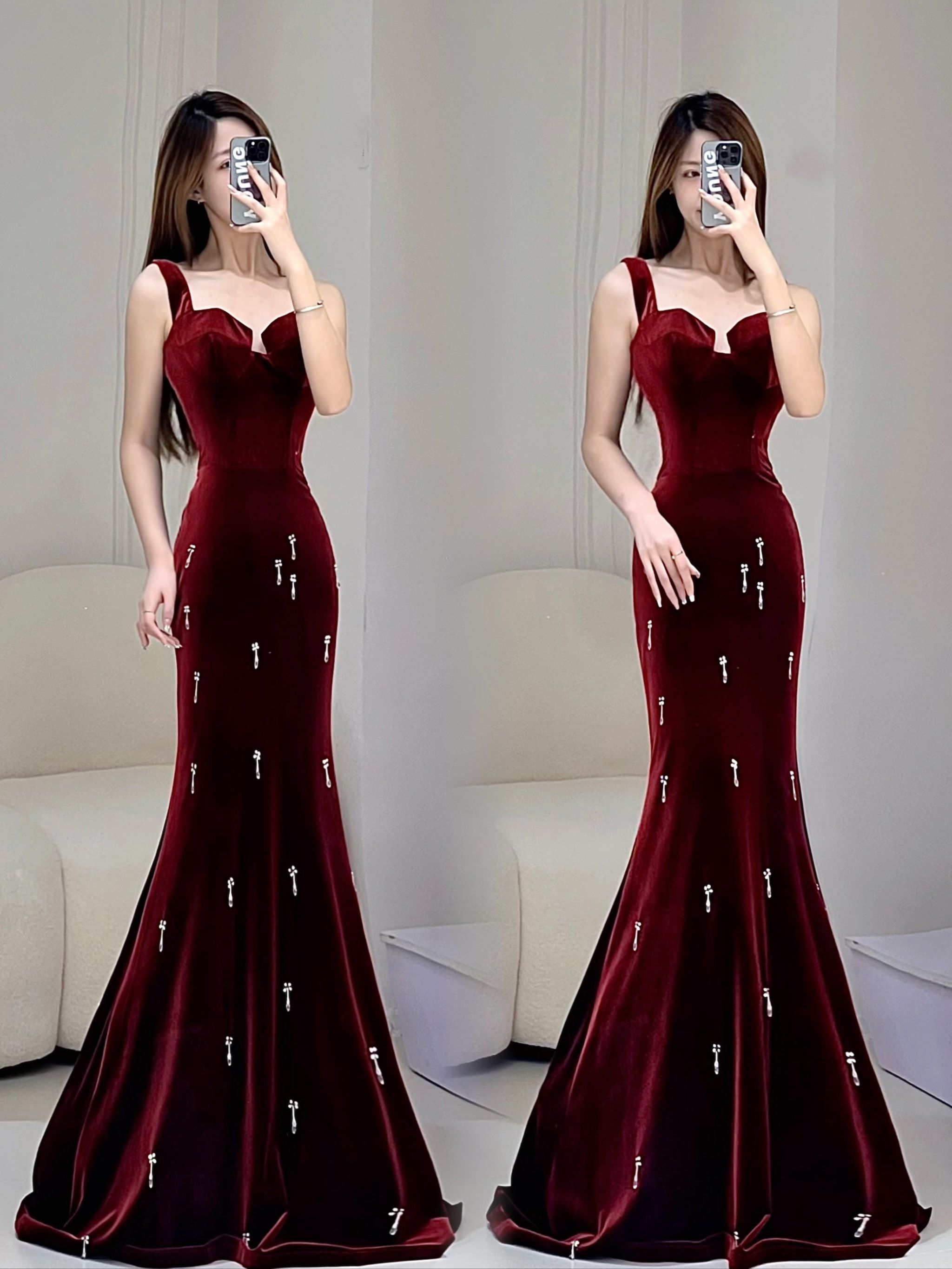 红丝绒款礼服～日照婚纱