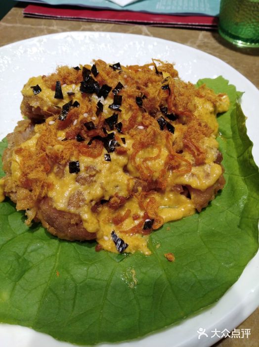 咸蛋黄肉松鸡排