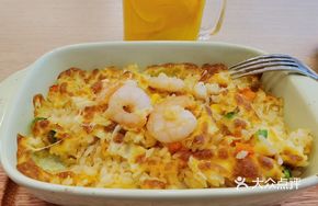 Salted Egg Yolk Shrimp Baked Rice