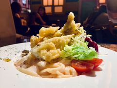 明太子炸軟殻蟹忌廉扁意粉-layback cafe & bar