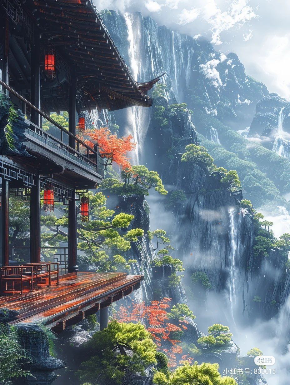 瀑布美景 #好山好水好风景 #云雾缭绕人间仙境 和心爱的人欣赏山间