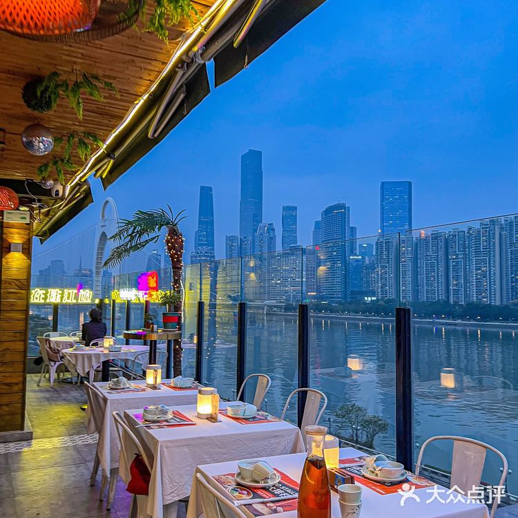 广州绝美江景日落🌇坐拥180°琶醍大排档🥂