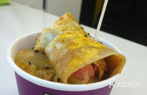 Kimchi Noodle Pancake with Enoki Mushrooms