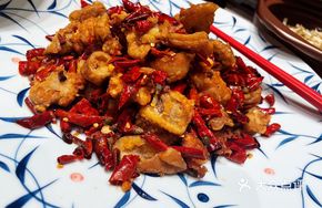 Spicy Pig Intestine and Frog Stir-fry