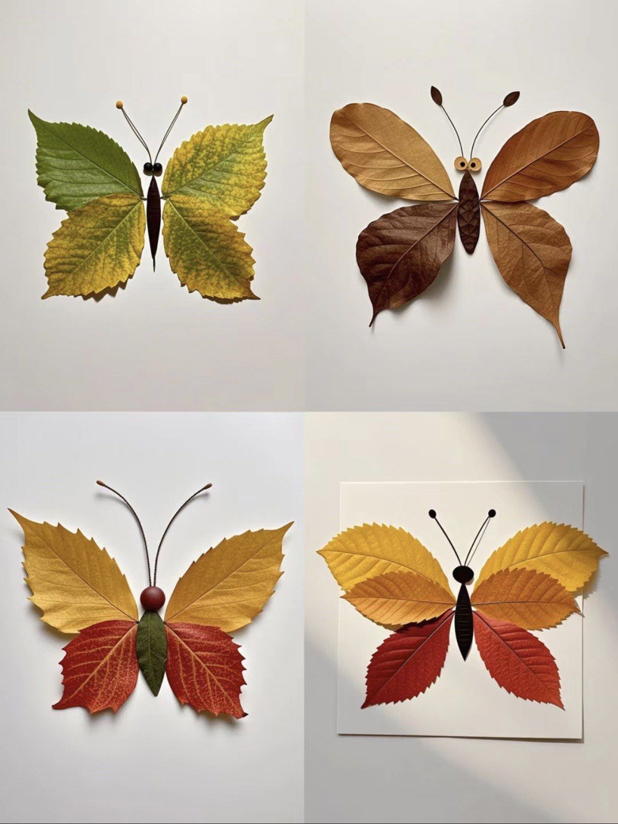 超简单的蝴蝶树叶画