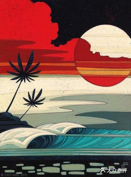 色彩明快的自然风景插画🏖️