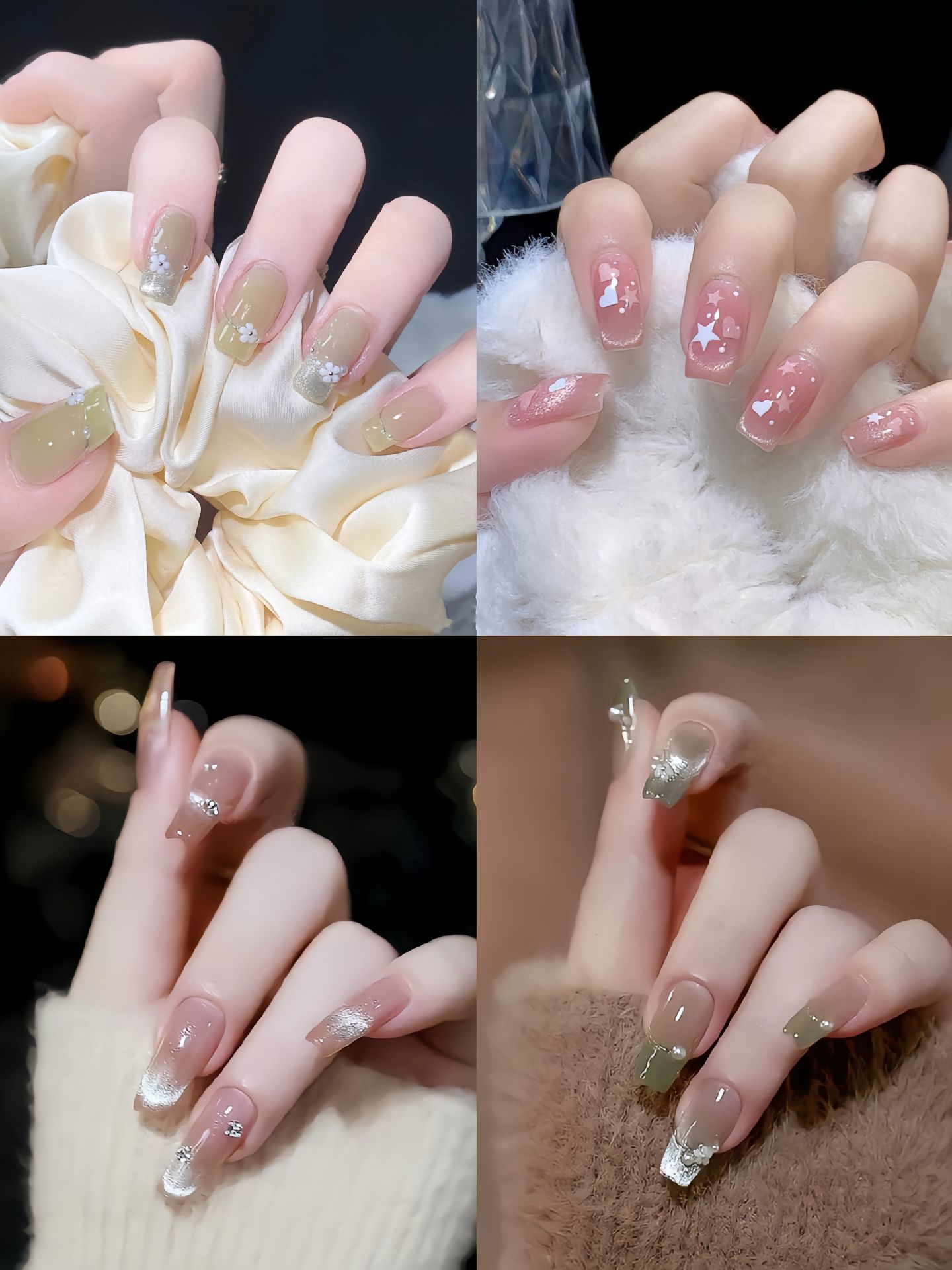 纯洁清新简约美甲图