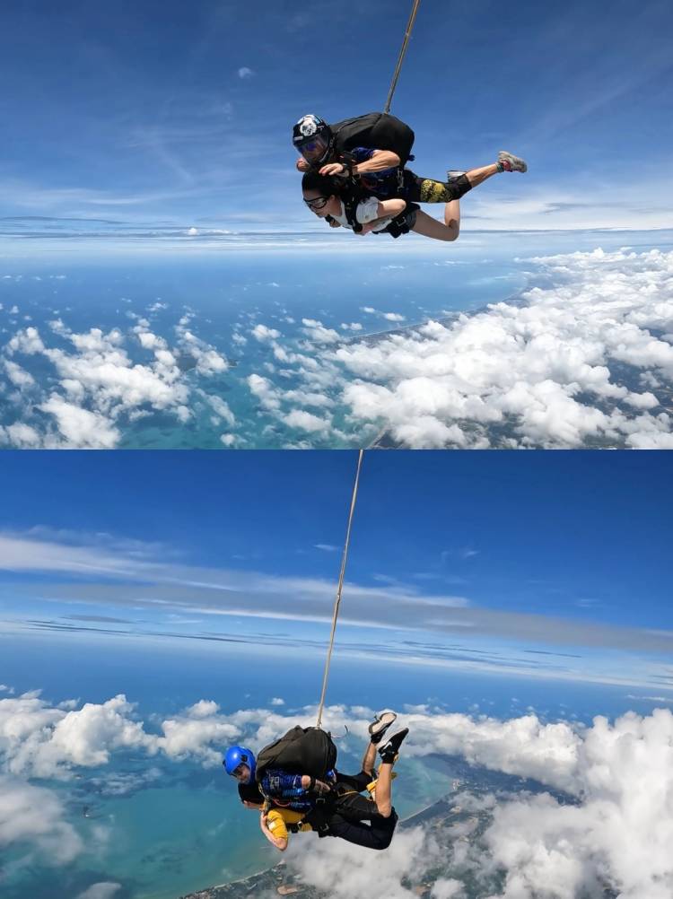 老外高空跳伞占便宜图片