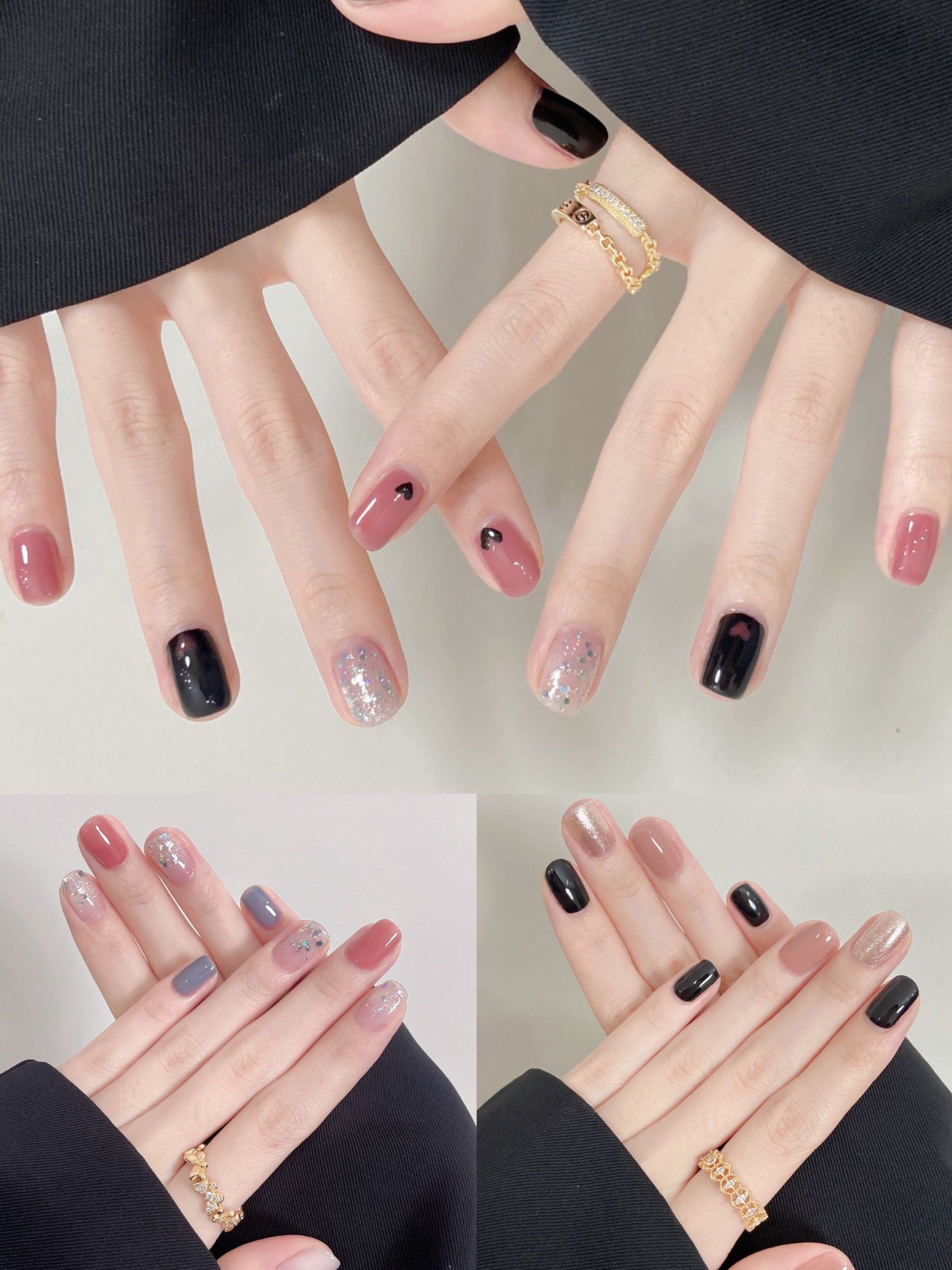 秋季甜美跳色显白气质美甲