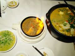 鲜椒豆花鲈鱼、火焰蜂窝煤豆腐、上汤豆苗。-川味堂·四川豆花(八卦岭店)