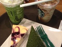 香草阿法奇朵+抹茶星冰乐+抹茶芝士蛋糕+蓝莓芝士蛋糕-星巴克(珠海中邦酒店店)