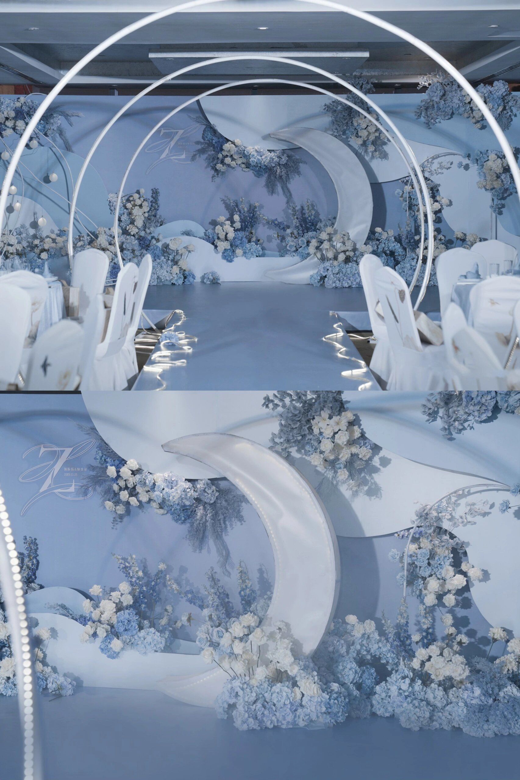 蓝色温暖系 浅蓝色婚礼布置 ❄️
星