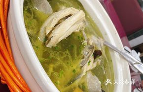 Old Hen Chicken Soup with Crispy Rice Cake